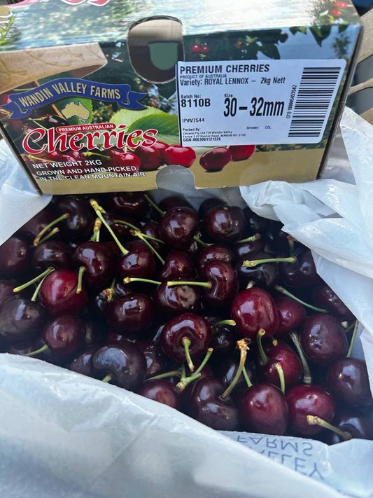 Wandin Valley Farms Cherries 30-32mm 2kg/box Export Grade pure sweet